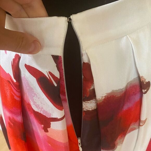 Samuel Dong Size Xs Bubble Front Pleated Red And White Maxi Skirt. Nwt! Perfect! - Picture 10 of 13